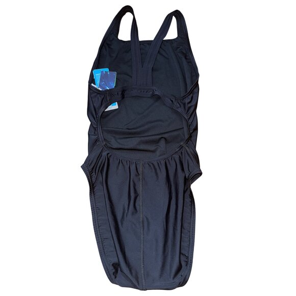 Speedo Powerflex Eco Black Swimsuit‎ Size 12/38 Swim Athletic Sports Pool Beach - Picture 2 of 10